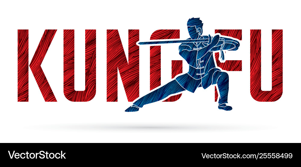Kung fu action designed with text font Kung fu action designed with text font vector image