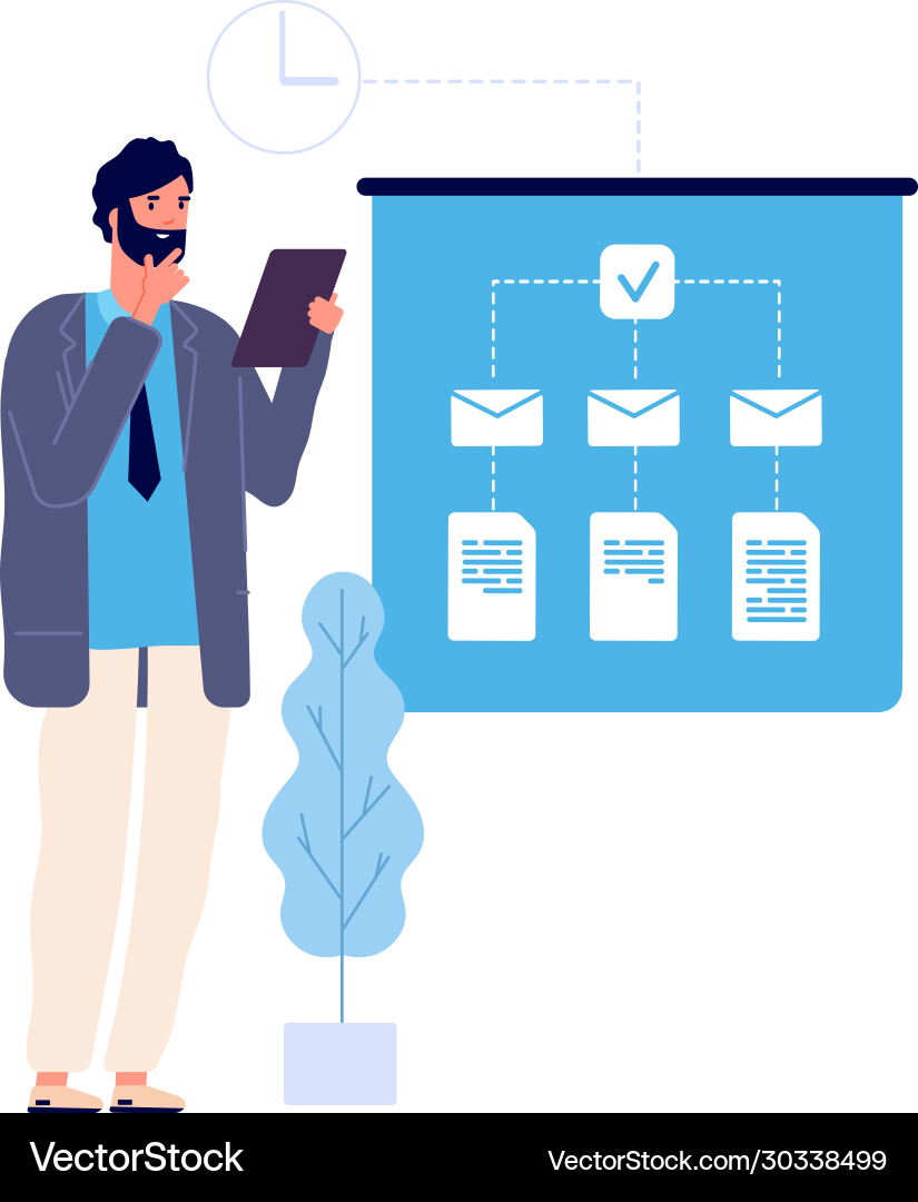 Man thinking manager tasks guy planning Man thinking manager tasks guy planning vector image