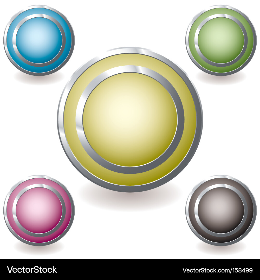 Metallic Web Icons with Glow Vector Image