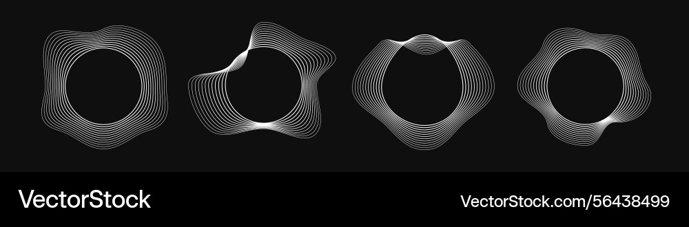 Set of round curved frames with dynamic wavy Set of round curved frames with dynamic wavy vector image