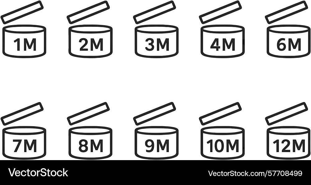 Various sizes of containers displayed in a row Various sizes of containers displayed in a row vector image