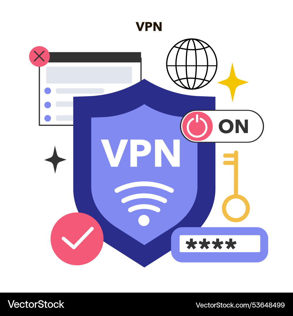 Vpn service virtual pivate network access secure vector image