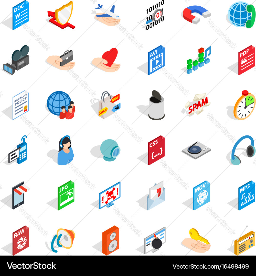 Web camera icons set isometric style Vector Image