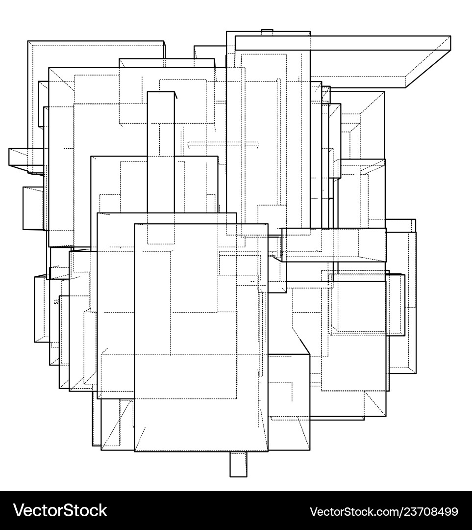 Wireframe boxes sketch style Wireframe boxes sketch style vector image