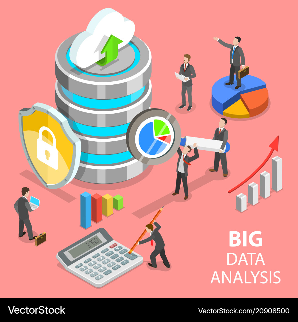 Big data analysis flat isometric concept Big data analysis flat isometric concept vector image