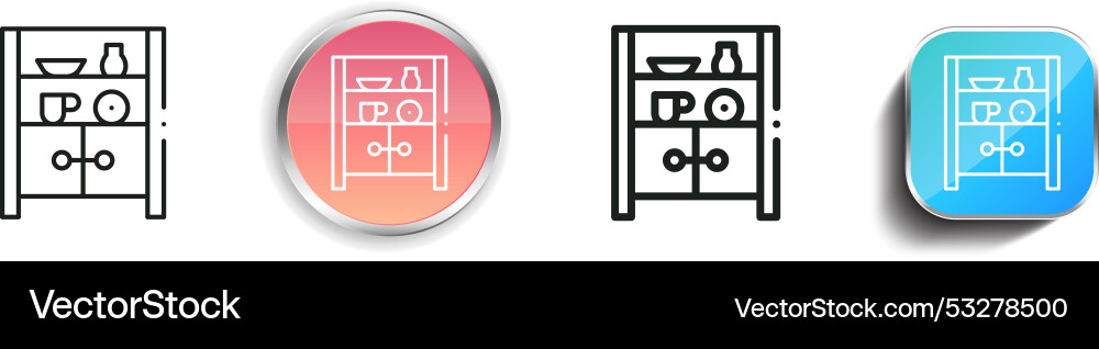 Cupboard icon thin linear regular and button vector image