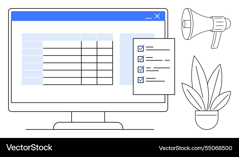 Digital task management with checklist and data Digital task management with checklist and data Vector Image