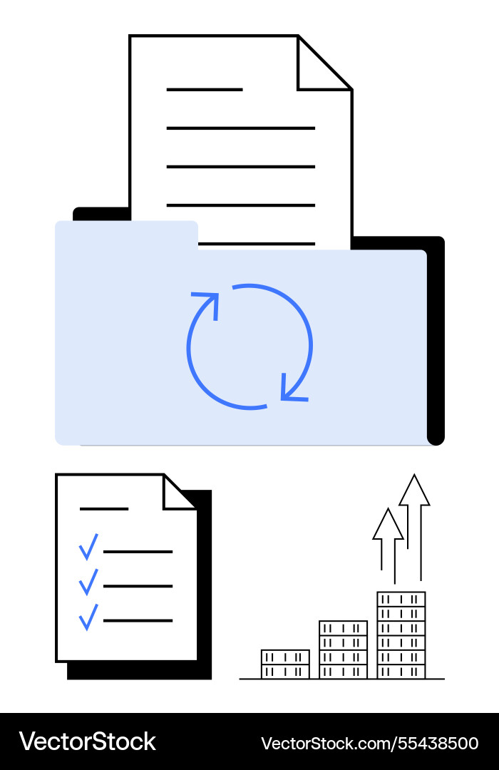 File folder with synchronization icon checklist File folder with synchronization icon checklist vector image