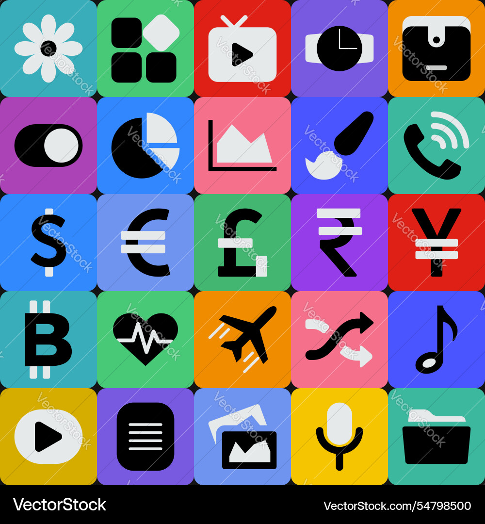 Set colourful mobile ui application icon sets vector image