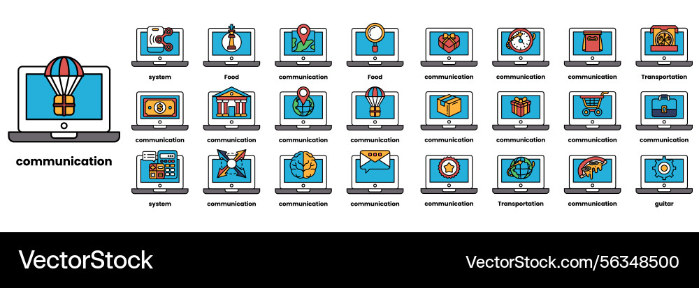 Set of in the concept computers and business Set of in the concept computers and business vector image