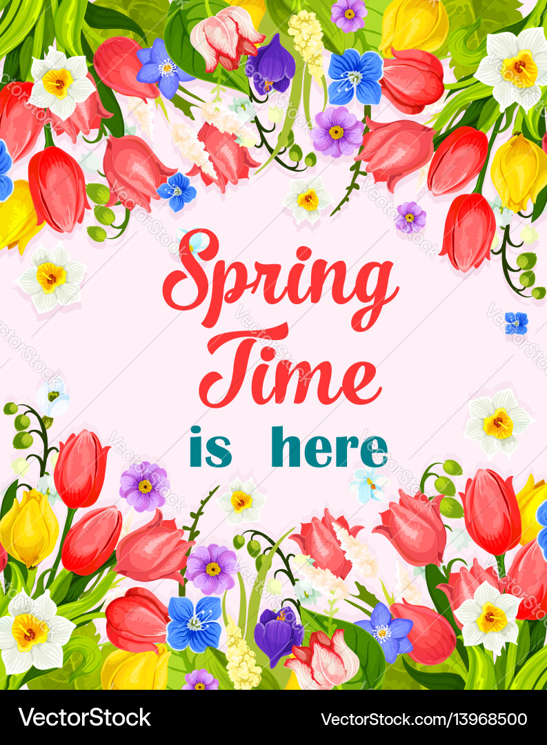Springtime Floral Bouquet Card Vector Image