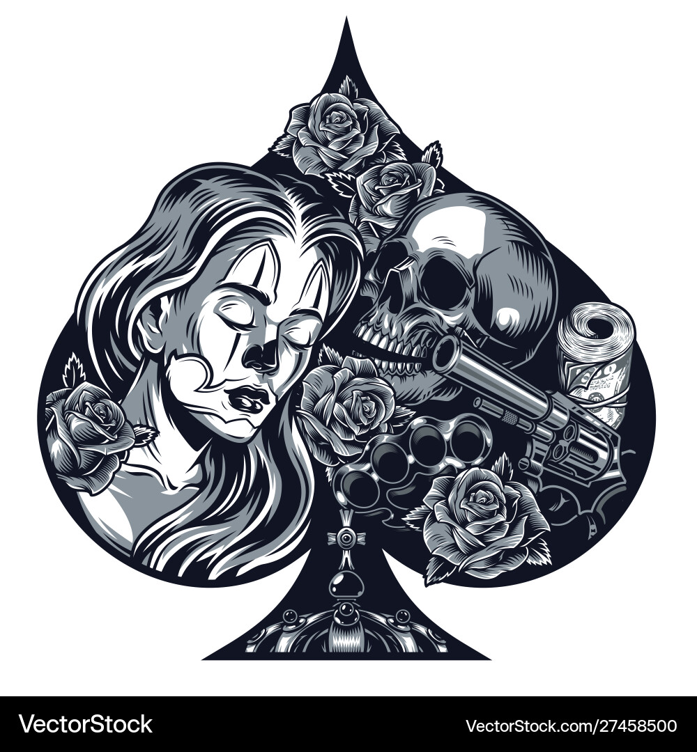 Vintage Chicano Skull Rose Money Vector Image