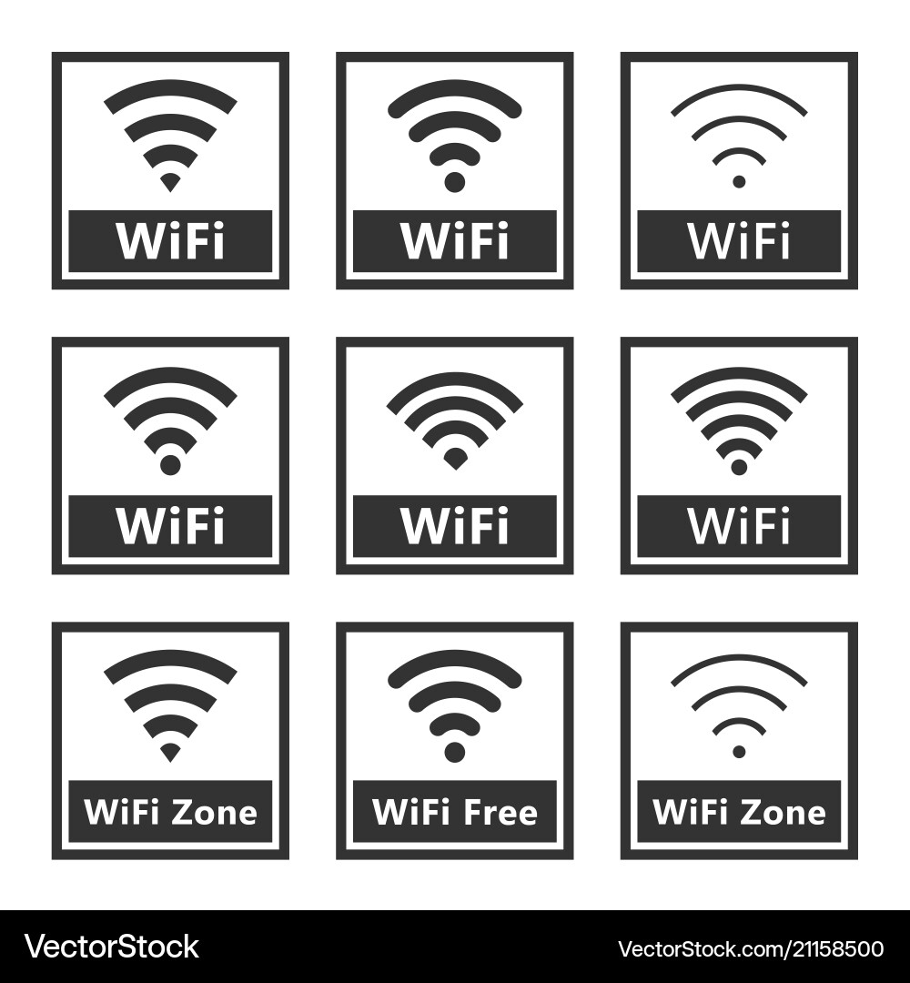 Wireless WiFi Signal Icons Set Vector Image