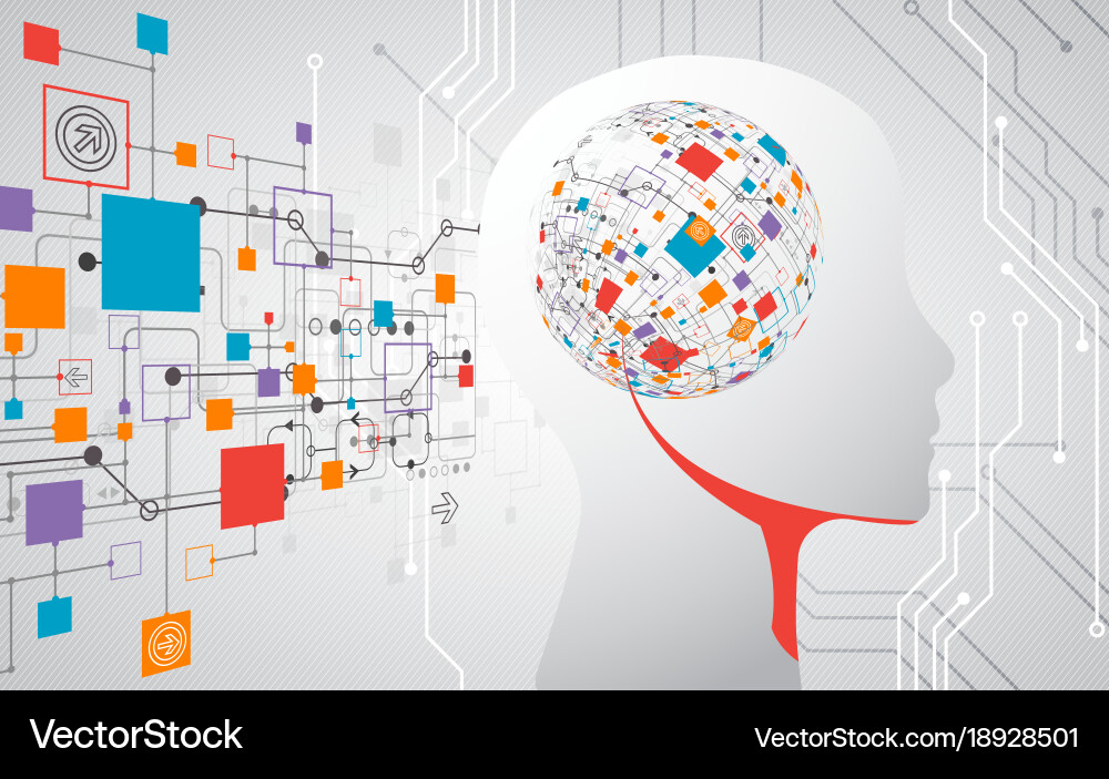 Artificial Intelligence Brain Network Vector Image