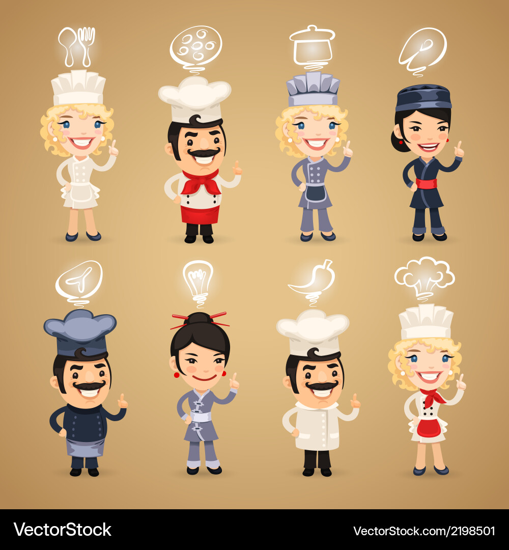 Chef Icons with Symbolic Elements Vector Image