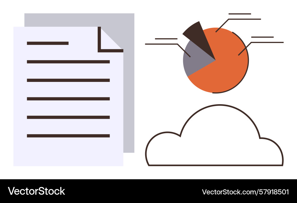 Cloud storage for data analysis with documents vector image