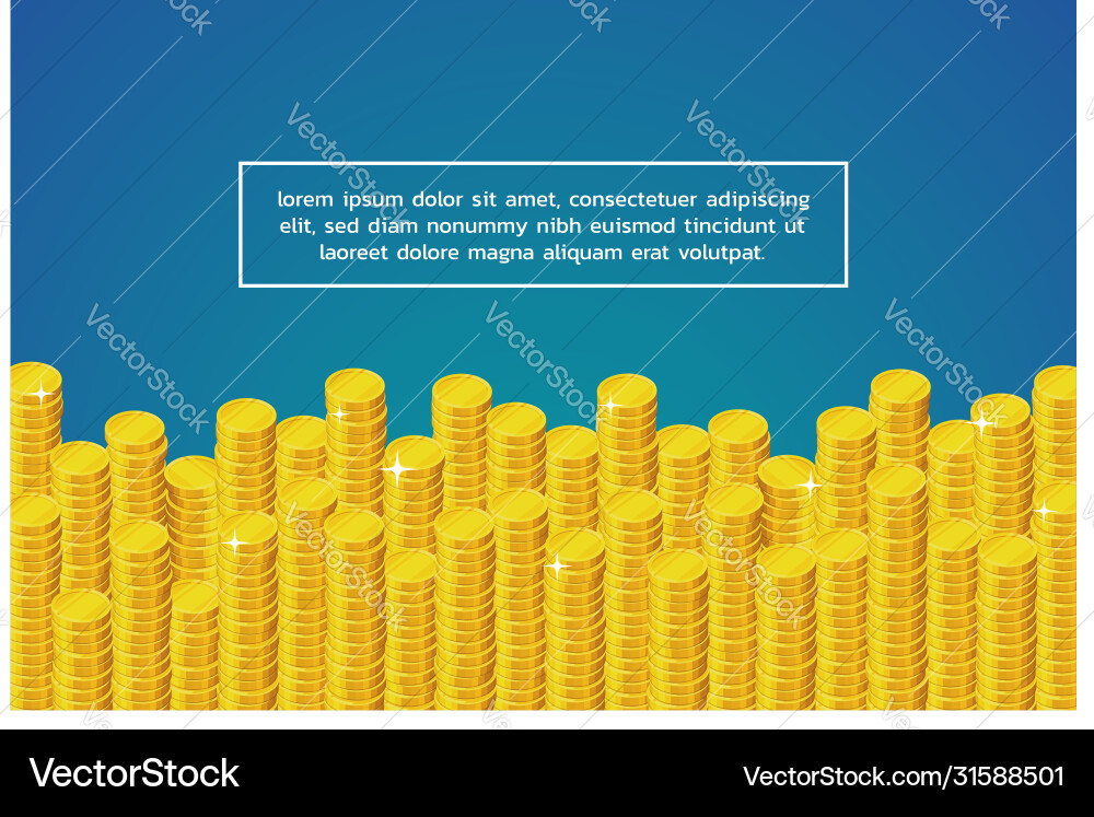 Columns coins at bottom and sample text Columns coins at bottom and sample text vector image