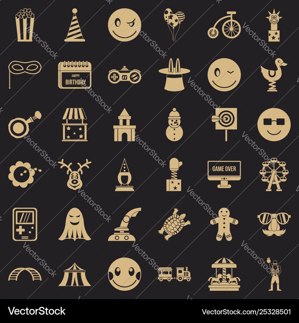 Crazy icons set simple style Crazy icons set simple style vector image