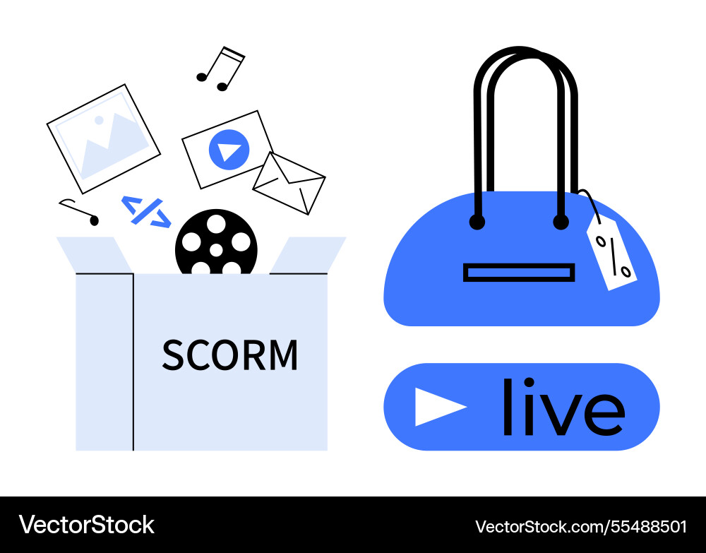 Digital content integration with scorm and e Vector Image