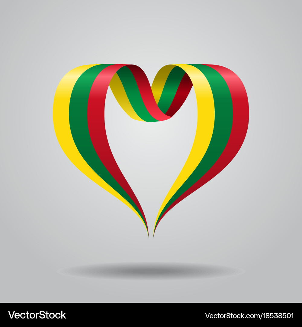 Lithuanian Flag Heart Ribbon Vector Image