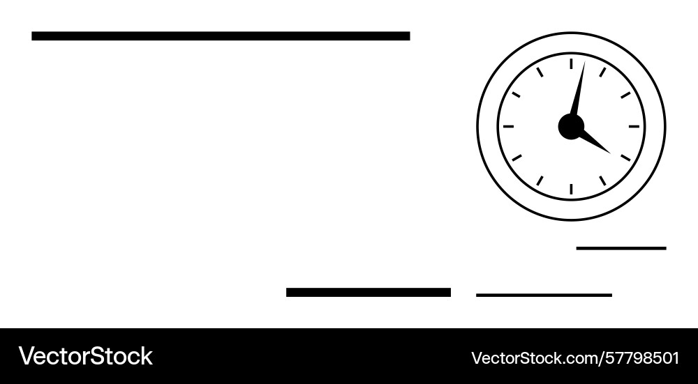 Minimalist clock with straight lines conveying Minimalist clock with straight lines conveying vector image