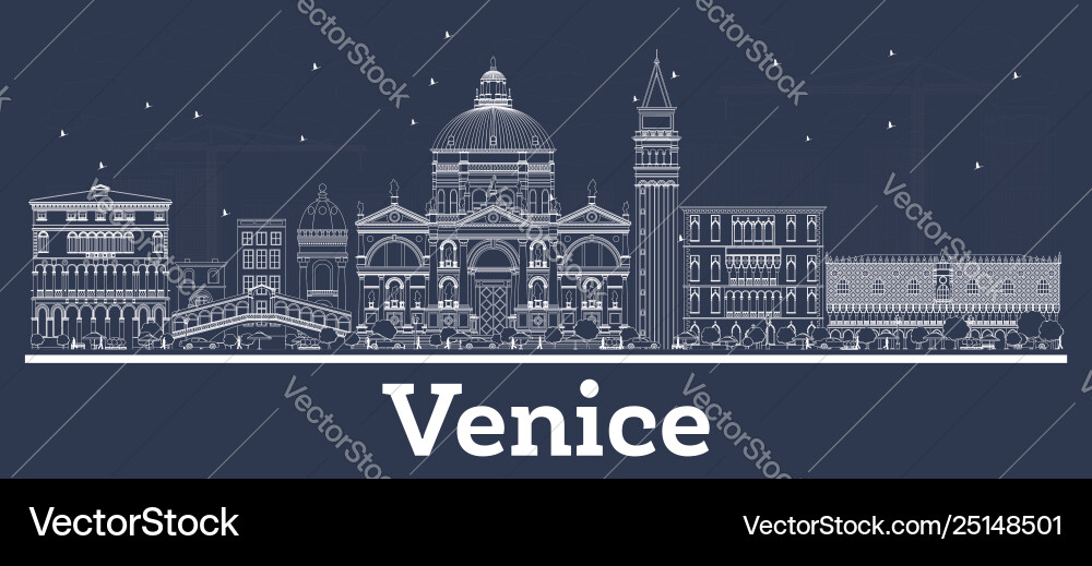 Outline venice italy city skyline mit weiß Outline venice italy city skyline mit weiß vektorbild
