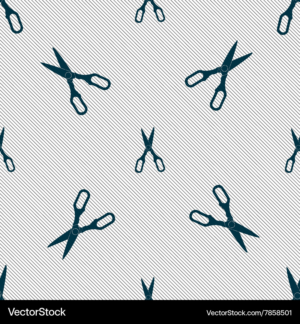 Scissors icon sign seamless pattern with geometric Vector Image