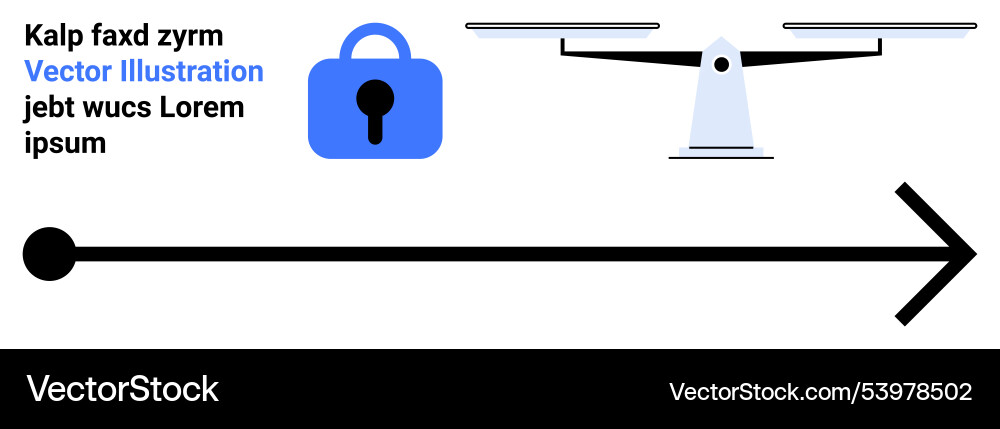 Drone security lock and arrow elements on tech Drone security lock and arrow elements on tech Vector Image