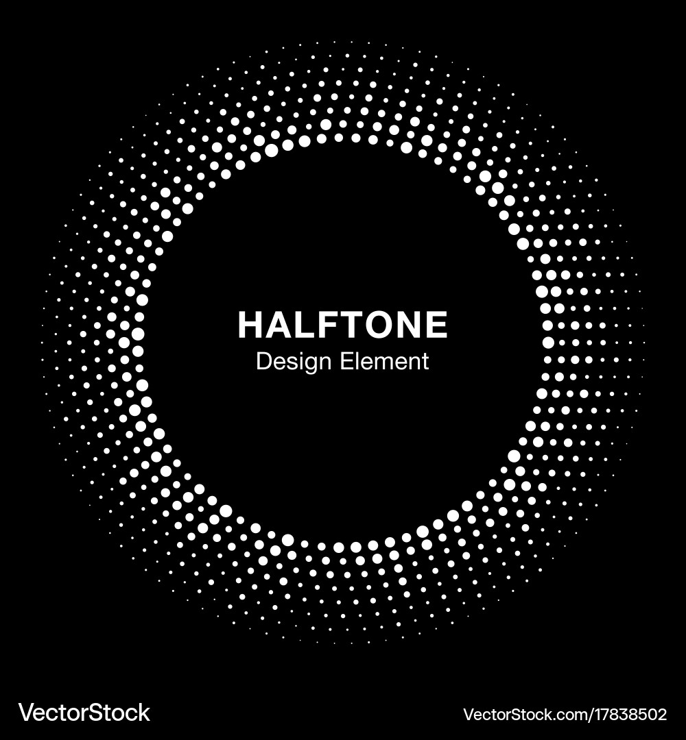 Halftone circle frame with abstract random dots vector image