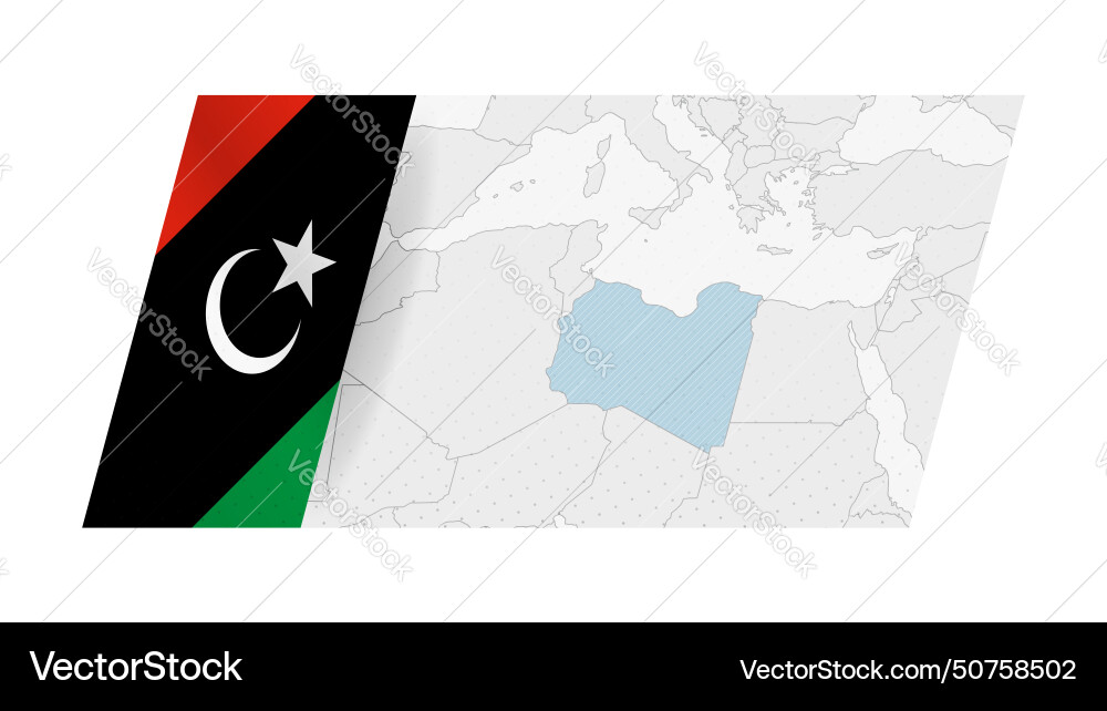 Libya map in modern style with flag Libya map in modern style with flag vector image