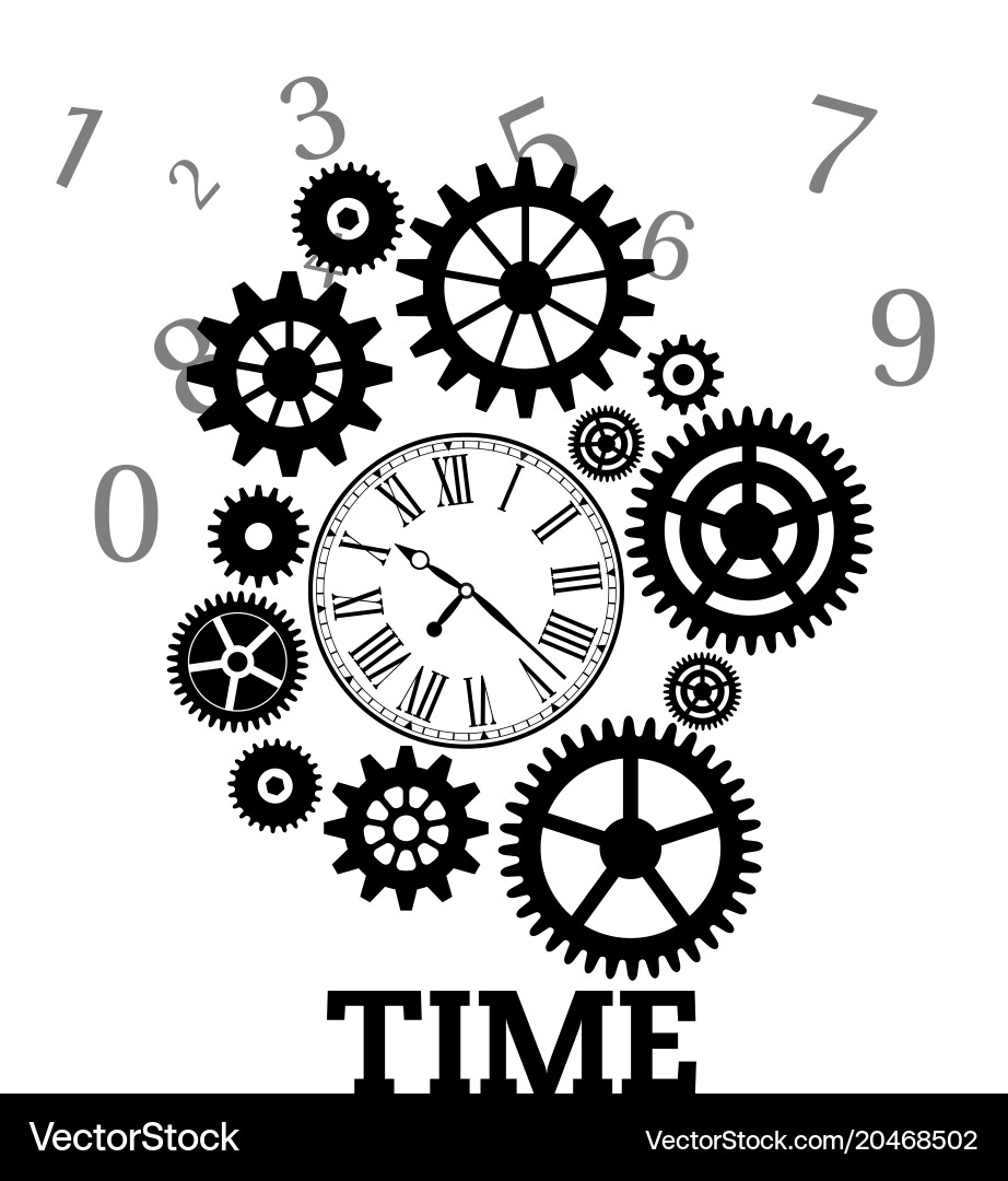 Mechanical Gears Clock Background vector image