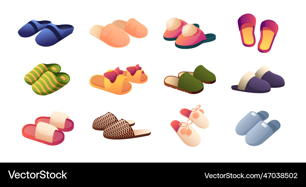 Pantoffeln Kollektion Cartoon Schuhe Pantoffeln Kollektion Cartoon Schuhe vektorbild