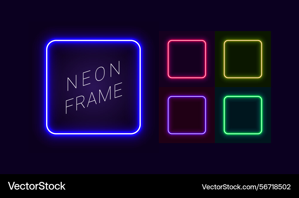 Set of neon frames with rounded corners Set of neon frames with rounded corners vector image