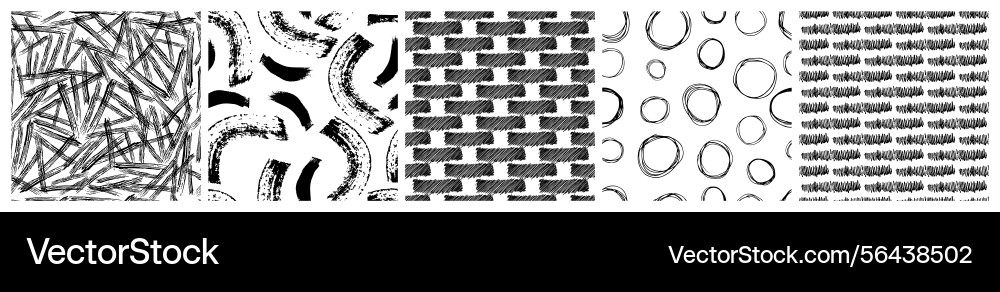 Set of seamless patterns with scribble smears Set of seamless patterns with scribble smears Vector Image