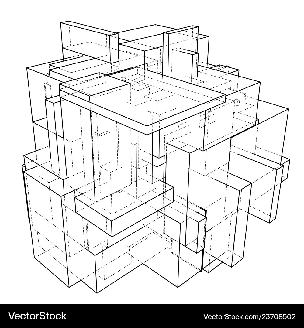 Wireframe boxes sketch style Wireframe boxes sketch style Vector Image