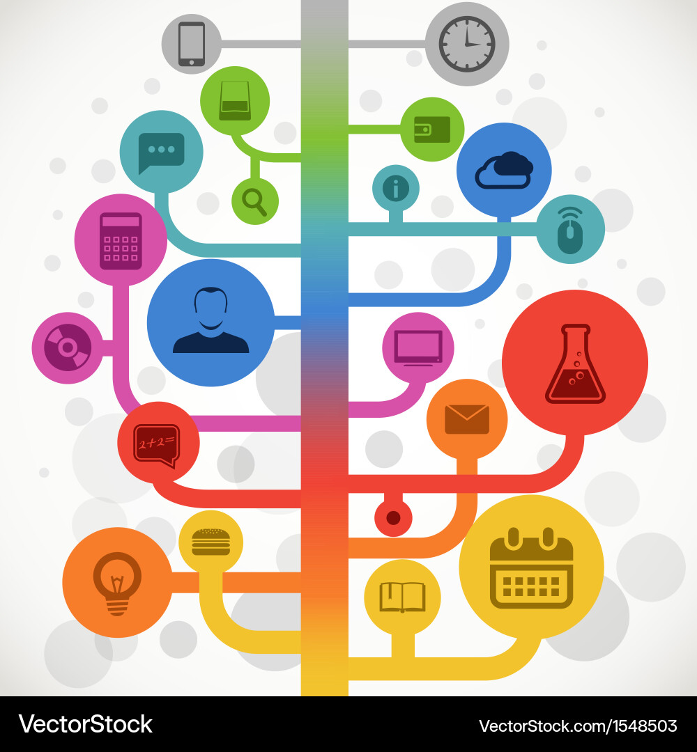 Colorful Media Tree with Icons Vector Image