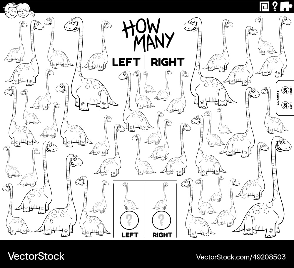 Counting Left and Right Dinosaur Pictures vector image