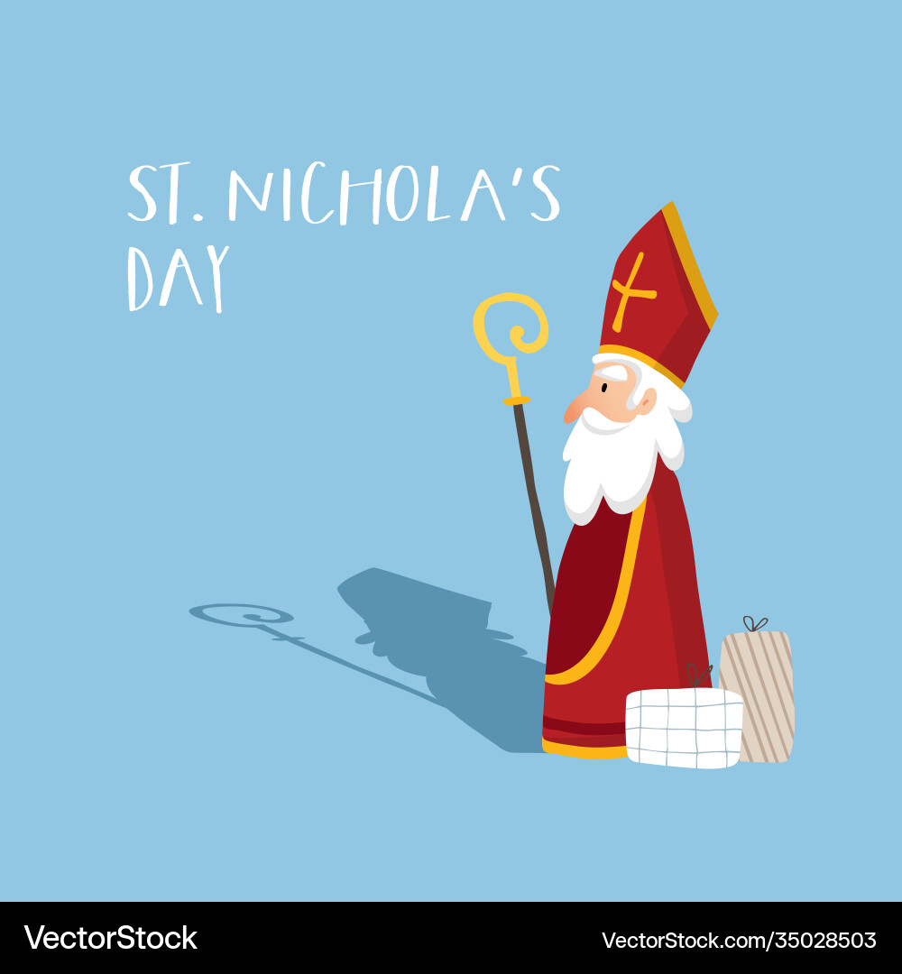 Cute old man st nicholas with mitre white beard vector image