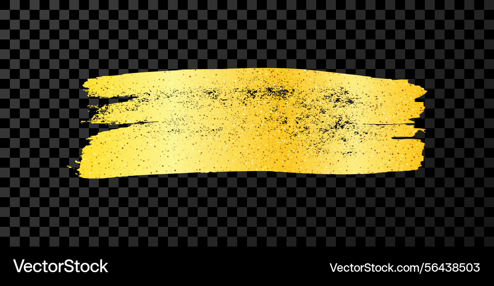 Gold brush stroke on dark transparent background Vector Image