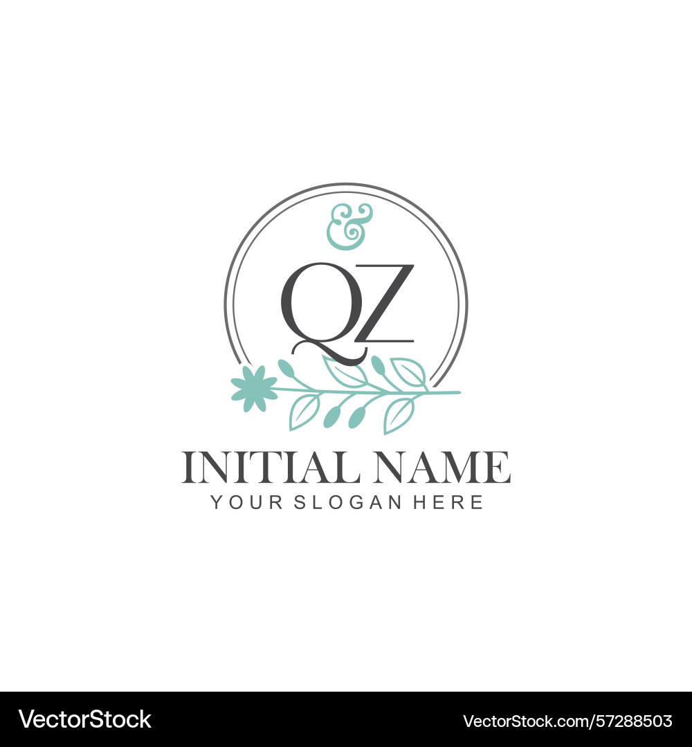 Qz initial logo templates with botanical elements Qz initial logo templates with botanical elements Vector Image