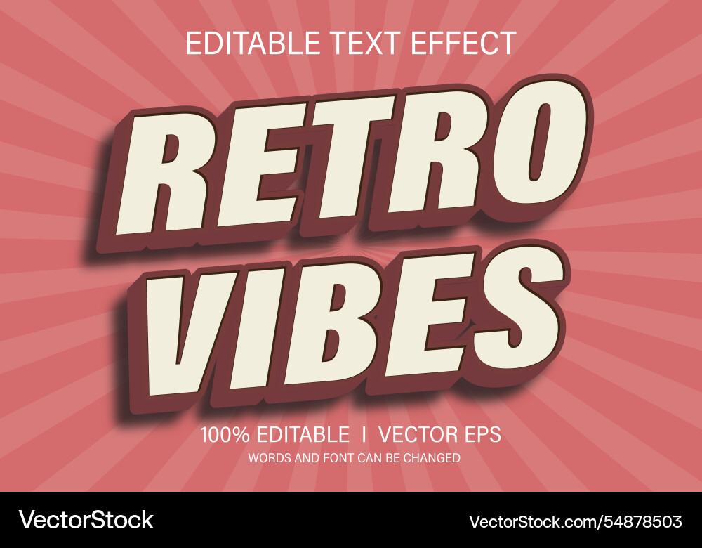 Retro vibes text effect with modern style design Retro vibes text effect with modern style design Vector Image
