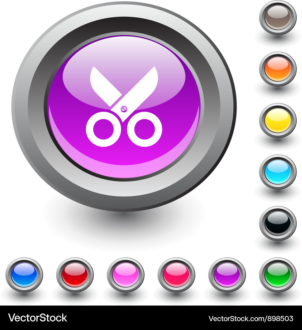 Round Scissors Button Vector Image