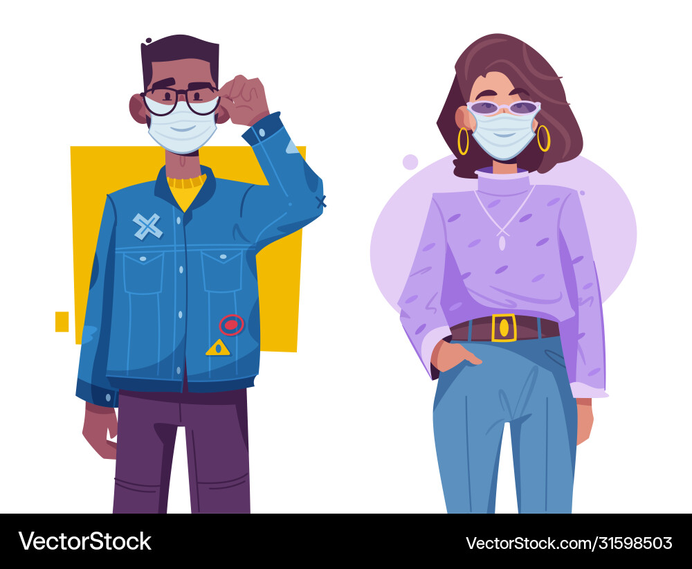 Young hipster man and woman wearing medical Young hipster man and woman wearing medical vector image