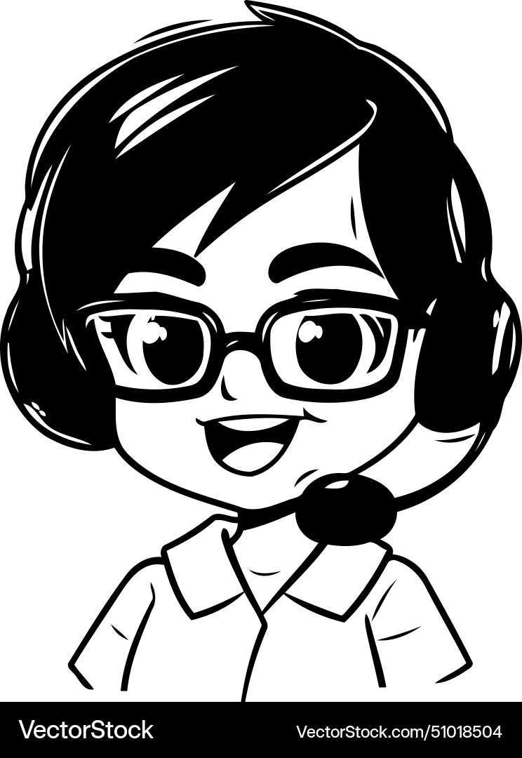 A call center operator with headset Vector Image