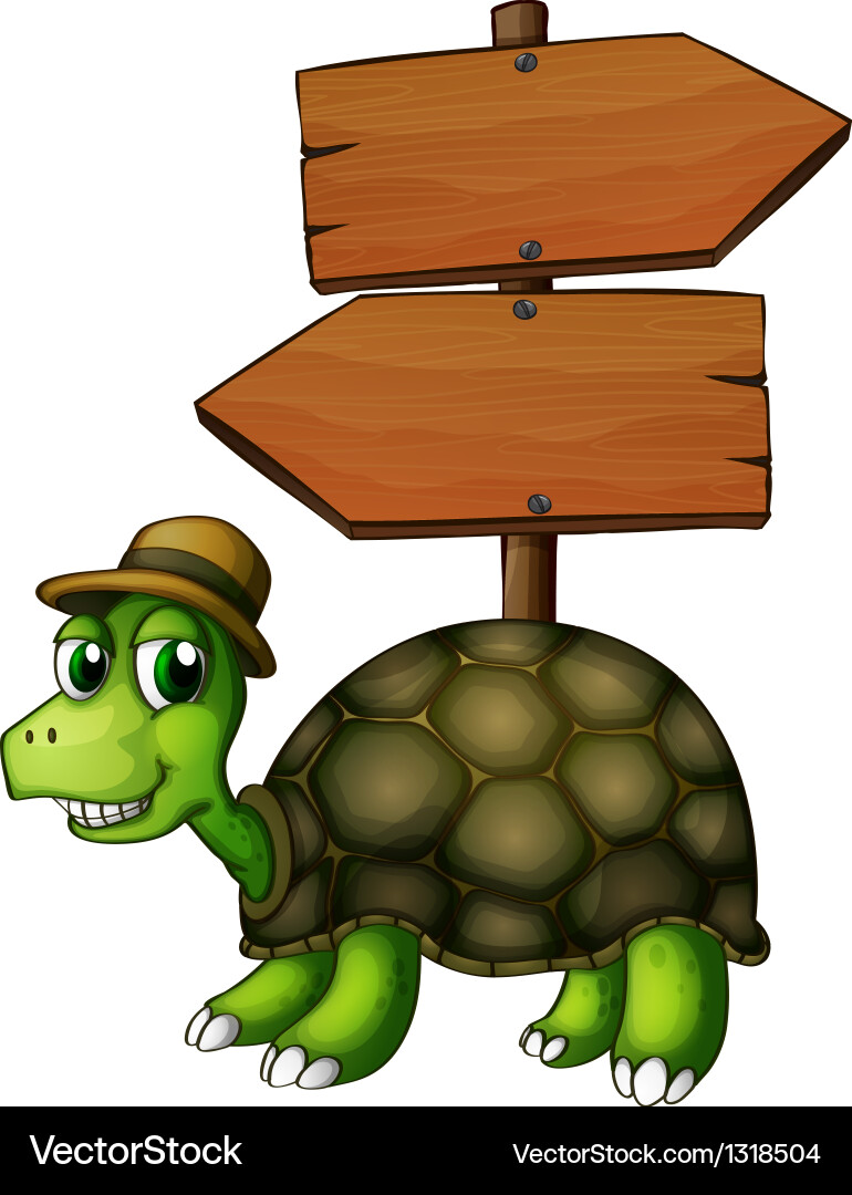 A turtle under an empty arrowboard Vector Image