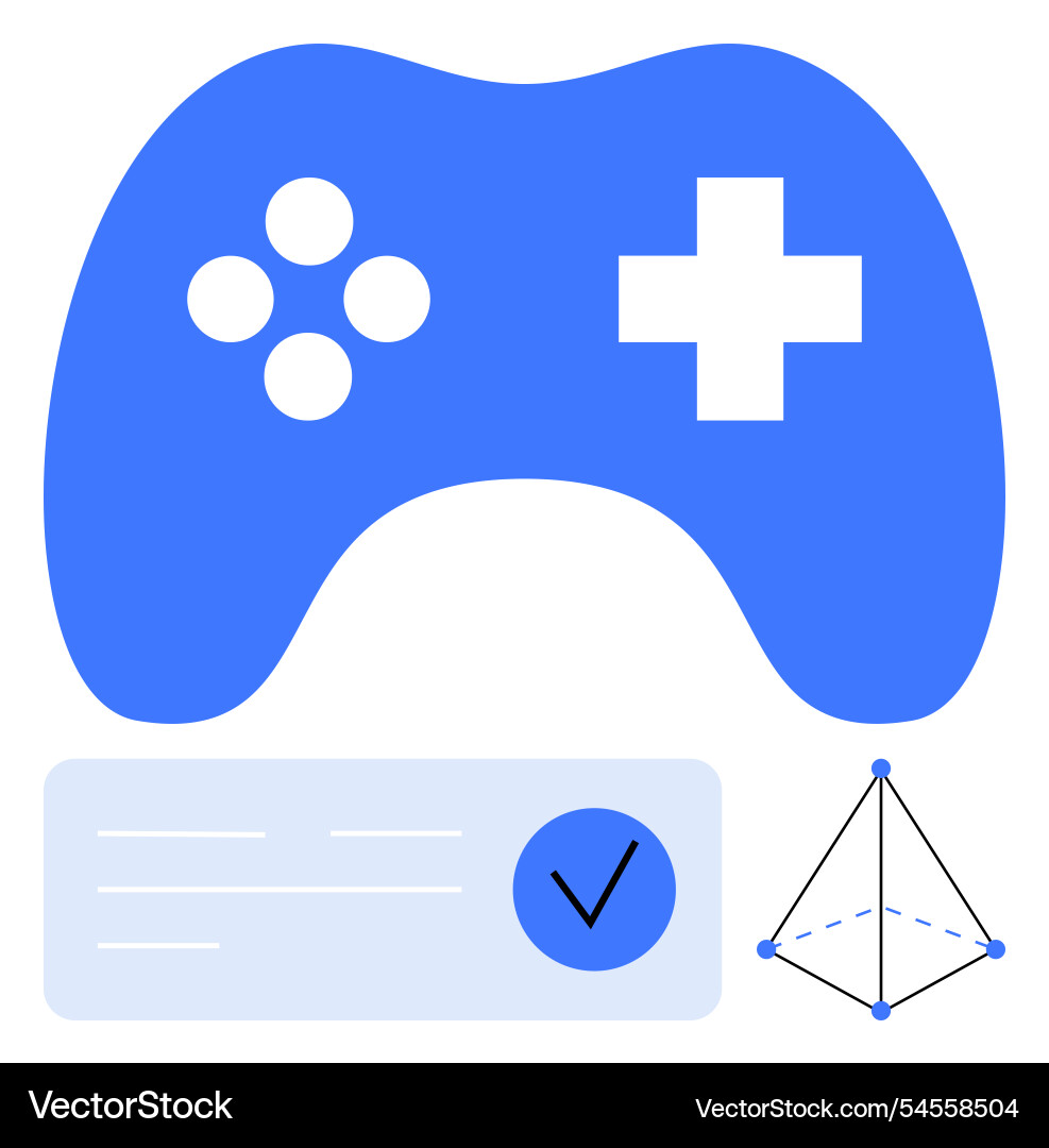 Blue game controller with interface panel Blue game controller with interface panel vector image