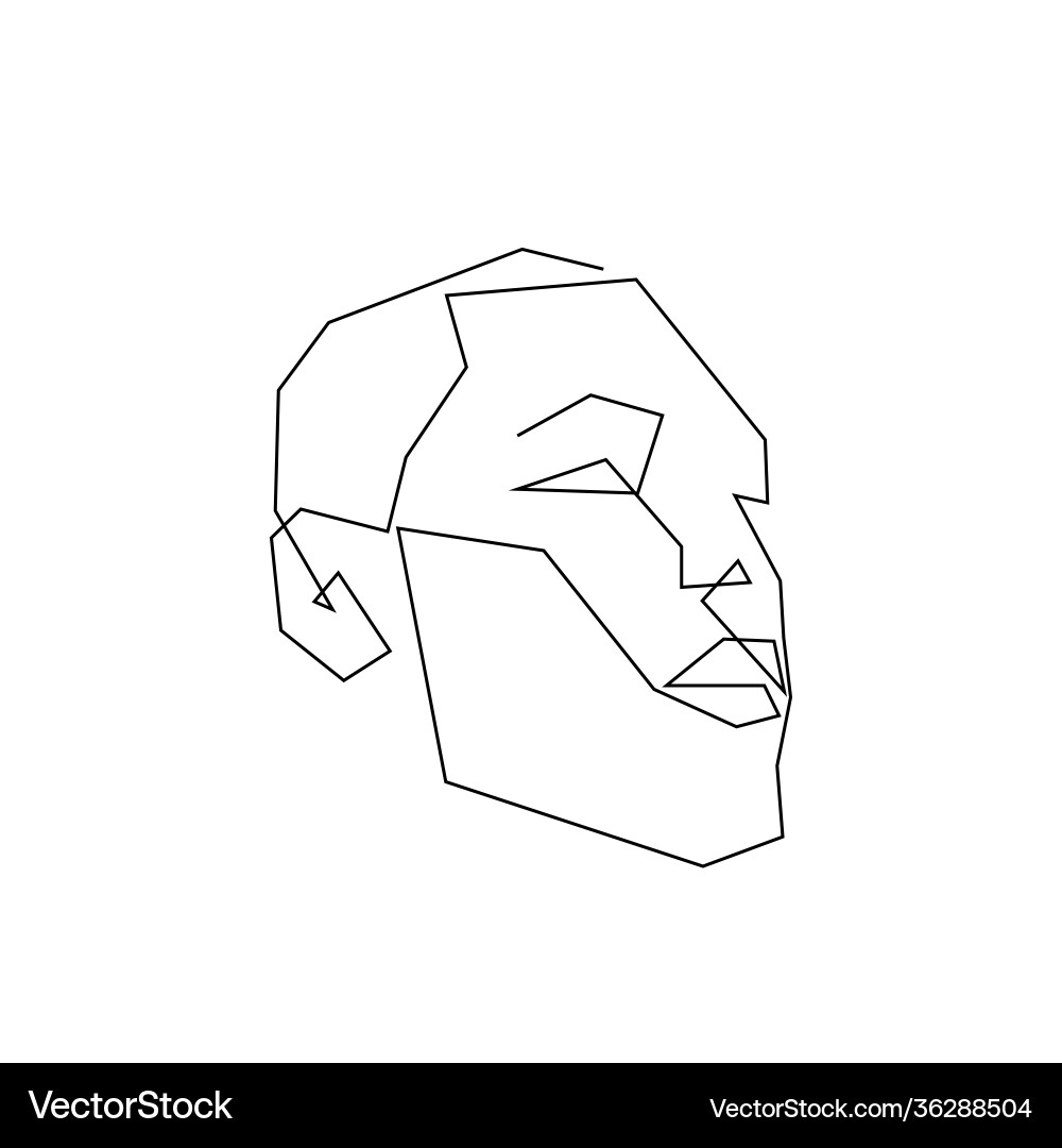Continuous line angular abstract face vector image
