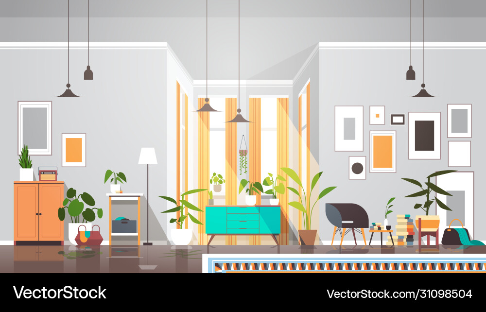 Empty no people living room interior modern vector image