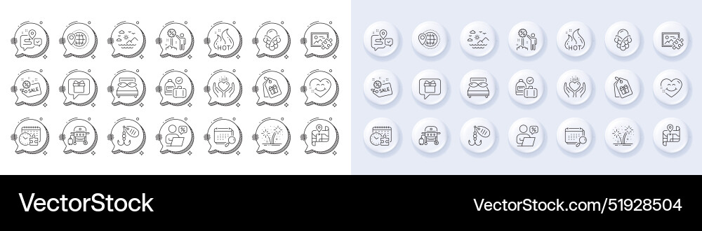 Journey calendar and pillows line icons for web Journey calendar and pillows line icons for web vector image
