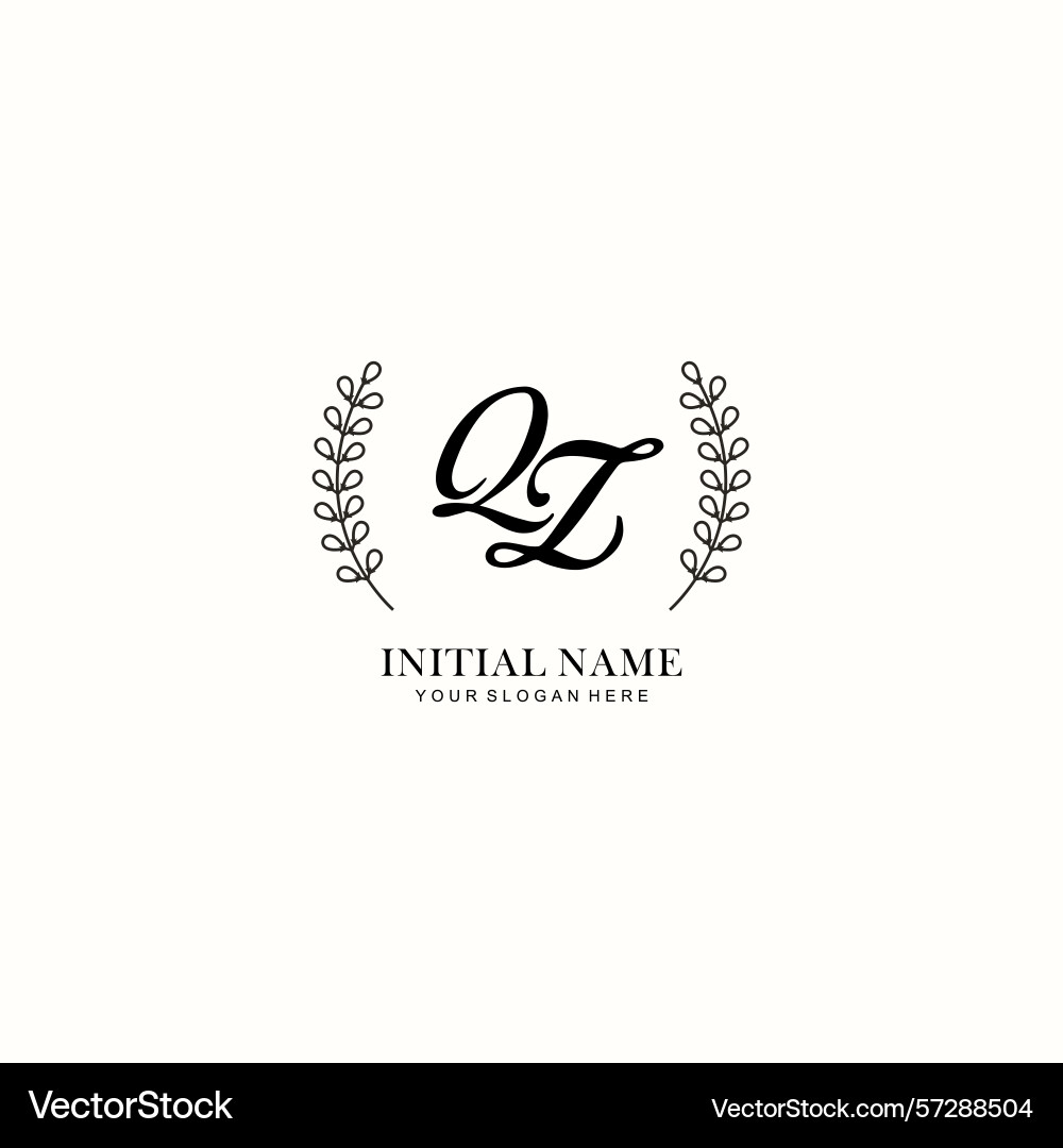 Qz initial logo templates with botanical elements Qz initial logo templates with botanical elements vector image